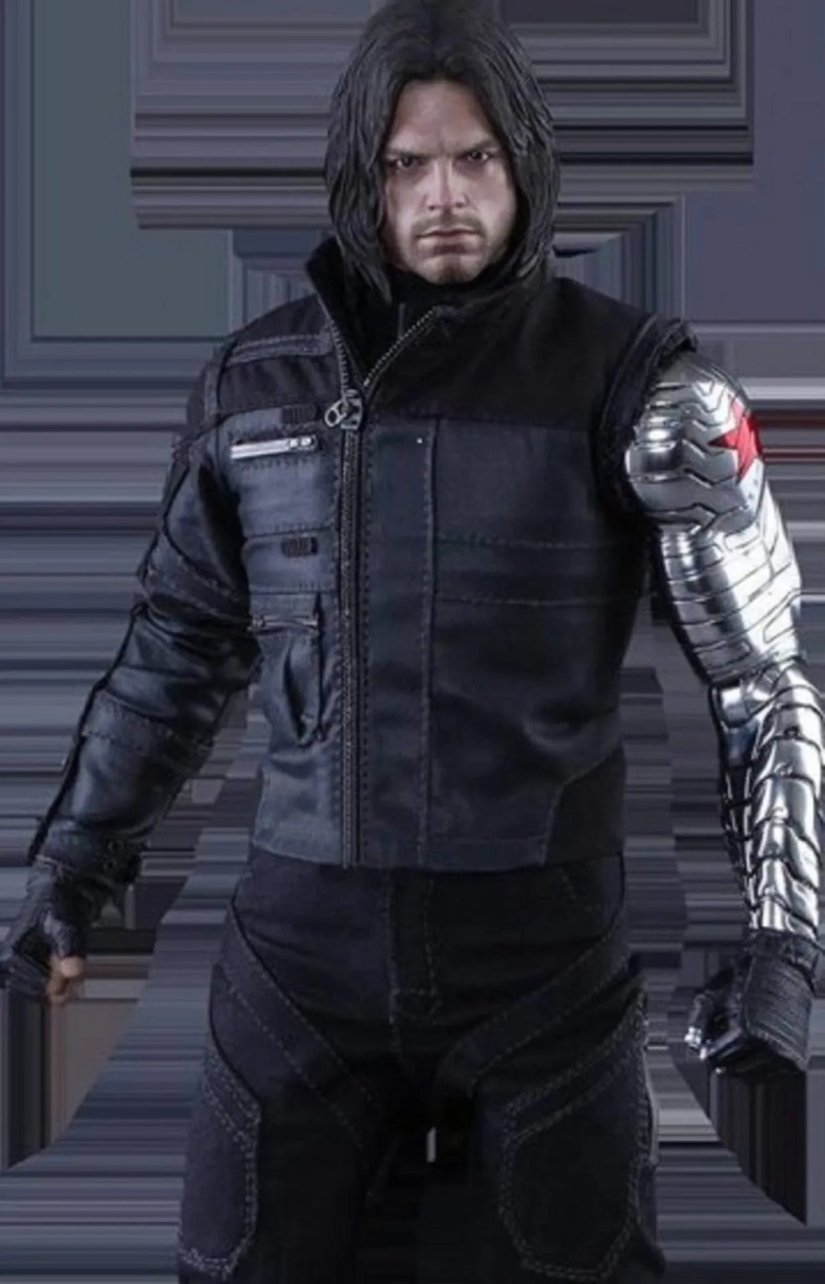 Civil War Winter Soldier Black Leather Bucky Barnes Jacket