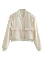 Megfie Womens Cropped Bomber Jacket Button Down Varsity Jackets Shackets