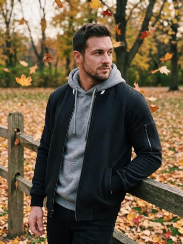Men's Fleece Bomber Jacket Sherpa Lined Varsity Coat