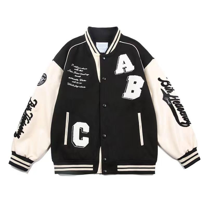 CEINOM Y2k Vintage Bomber Jacket Women Harajuku Fashion College Uniform Varsity Baseball Jackets Oversized Sweatshirt Coat