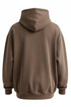 Premium Logo Hoodie mocha brown back view on white background