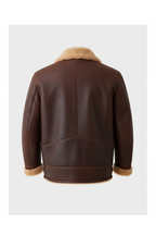 Daniel Jack Brown Shearling Aviator Leather Jacket - Back View