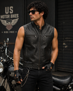 The Rider – Premium Black Leather Biker Vest