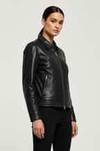 The Classic Premium Leather Jacket – Female Model
