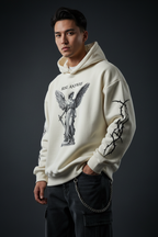 Male model wearing Rise Anyway Premium Logo Hoodie