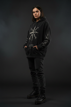 Female model wearing Premium Logo Hoodie