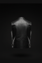 The Rider Black Leather Biker Vest – Back View